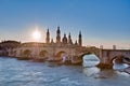 Stone Bridge across the Ebro River at Zaragoza, Spain Royalty Free Stock Photo