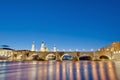 Stone Bridge across the Ebro River at Zaragoza, Spain Royalty Free Stock Photo