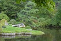 Stone bridge across ponds Royalty Free Stock Photo