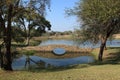 Stone bridge across river on golf course