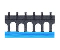 Stone Bridge, City Architectural Design Element Flat Vector Illustration