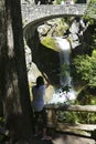 Stone bridge crosses steps of Christine falls