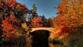 Stone Bridge Crossing River in Autumn Near Cornell University, Ithaca NY Royalty Free Stock Photo