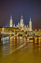 Stone Bridge and Ebro River at Zaragoza, Spain Royalty Free Stock Photo