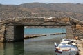 Stone bridge and fishing boats in Elounda, Crete, Greece