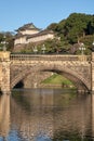 Stone bridge and Fushimi Turret at the Imperial Palace Main Gate Royalty Free Stock Photo