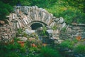 Stone Bridge Garden Waterfall Royalty Free Stock Photo