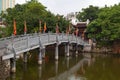 Stone bridge leading to the Thuy Trung Temple in Hanoi