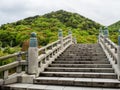 Stone bridge leading to Zentsuji, temple number 75 of Shikoku pilgrimage Royalty Free Stock Photo