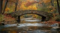 Stone Bridge Over Autumn Creek Royalty Free Stock Photo