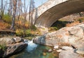 STONE BRIDGE OVER BARING CREEK ON THE GOING TO THE SUN ROAD IN GLACIER NATIONAL PARK IN MONTANA USA Royalty Free Stock Photo