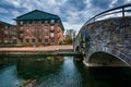 Stone bridge over Carroll Creek, in Frederick, Maryland. Royalty Free Stock Photo