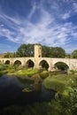 stone bridge over Ebro river in Frias, Burgos province, Castilla Leon, Spain Royalty Free Stock Photo