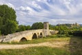 stone bridge over Ebro river in Frias, Burgos province, Castilla Leon, Spain Royalty Free Stock Photo