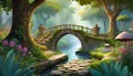 stone bridge over fantasy river