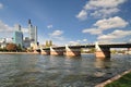 Frankfurt panorama from Main river Royalty Free Stock Photo