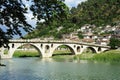 Stone bridge over Osum river at Berat Royalty Free Stock Photo