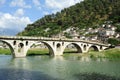 Stone bridge over Osum river at Berat Royalty Free Stock Photo
