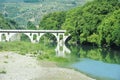 Stone bridge over Osum river at Berat Royalty Free Stock Photo