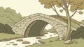 Stone bridge over a river, a classic and tranquil nature view. vector design Generative AI Royalty Free Stock Photo