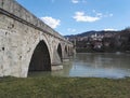 Stone bridge over river Drina in Visegrad, Bosnia and Herzegovina Royalty Free Stock Photo