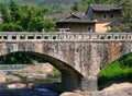 Stone bridge over the river in Yongding, Fujian, China