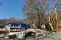 Stone bridge over small river in Moushteni near Kavala, Greece Royalty Free Stock Photo