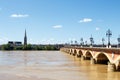 Stone Bridge or Pont de pierre in Bordeaux, France