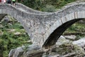 Stone bridge Ponte dei salti in Lavertezzo, Verzasca Valley, Ticino, Switzerland Royalty Free Stock Photo