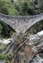 Stone bridge Ponte dei salti in Lavertezzo, Verzasca Valley, Ticino, Switzerland Royalty Free Stock Photo