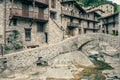 Stone bridge and rustic houses: A glimpse of Beget Royalty Free Stock Photo