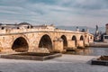 The Stone Bridge spanning the Vardar River in Skopje, North Macedonia Royalty Free Stock Photo