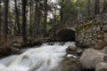 Stone Bridge and Waterfalls under Bridalveil Falls, Yosemite National Park, California Royalty Free Stock Photo