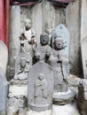 Stone Buddha statues and gods in the temple.