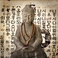 Stone Buddha, vintage Korean paper