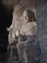 Stone buddha in Yungang caves Royalty Free Stock Photo