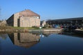 Stone building and reflection Lancaster Canal