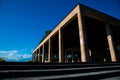 Stone building under a blue sky with stairs in the foreground Royalty Free Stock Photo