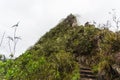 Stone buildings on the mountainside of Huayna Picchu Royalty Free Stock Photo