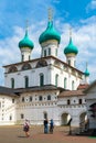 Russia, Yaroslavl, July 2020. The monastery courtyard in front of the old church.