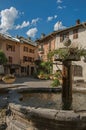 Stone buildings and shops in the medieval village of Conflans