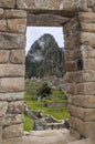 Stone terracing and buildings at Machu Picchu, an ancient Inca archaeological site near Cusco, Peru