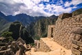 Stone terracing and buildings at Machu Picchu, an ancient Inca archaeological site near Cusco, Peru