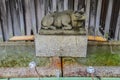 Stone Bull Statue At The Kitano- Tenmangu Shrine Kyoto Japan 2015 Royalty Free Stock Photo