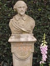 Stone bust of famed British playwright William Shakespeare.