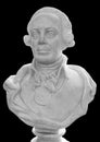 Stone bust of russian general Alexander Suvorov isolated on a black background