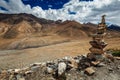 Stone cairn in Himalayas Royalty Free Stock Photo
