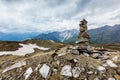 Stone cairn in Himalayas Royalty Free Stock Photo