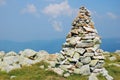 Stone cairn on a mountain Royalty Free Stock Photo