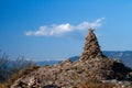 Stone Cairn in South Tyrol above Bolzano. Nice Sunny day in SÃÂ¼dtirol on a Mountain Royalty Free Stock Photo